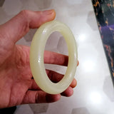 Cyan Hand-carved Round Jade Bracelet Thick Round Boutique Jewelry