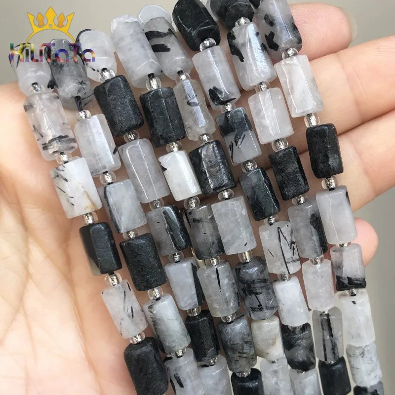 Faceted Rutilated Quartz Stone Beads for DIY Bracelet Making