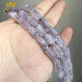 Amethyst Cylinder Stone Beads for DIY Jewelry Making 7.5''