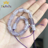 Amethyst Cylinder Stone Beads for DIY Jewelry Making 7.5''