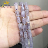 Amethyst Cylinder Stone Beads for DIY Jewelry Making 7.5''