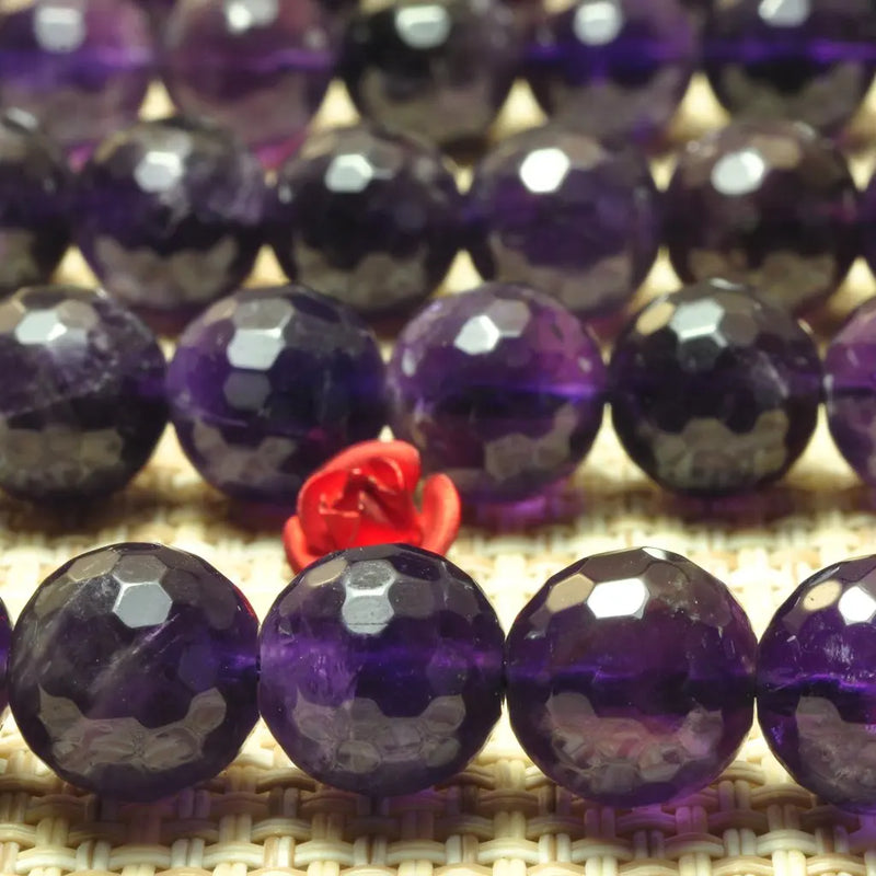 Dark Amethyst Faceted Round Loose Beads Gemstone for DIY Jewelry