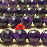Dark Amethyst Faceted Round Loose Beads Gemstone for DIY Jewelry
