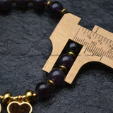 Dark Amethyst Gemstone Heart Charm Bracelet Couple Love Gift