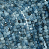 Natural Dark Aquamarine & Tourmaline Faceted Rondelle Beads 5.8mm