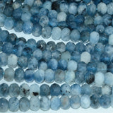 Natural Dark Aquamarine & Tourmaline Faceted Rondelle Beads 5.8mm