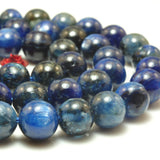 Dark Kyanite Smooth Round Beads Gemstone Bracelet Necklace DIY Jewelry