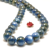 Dark Kyanite Smooth Round Beads Gemstone Bracelet Necklace DIY Jewelry