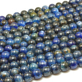 Dark Kyanite Smooth Round Beads Gemstone Bracelet Necklace DIY Jewelry