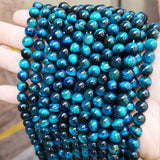 Dark Tiger Eye Stone Beads Round Spacer Beads for Jewelry Making