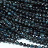 Natural Dark Tourmaline Faceted Round Beads 4mm
