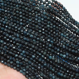 Natural Dark Tourmaline Faceted Round Beads 4mm