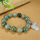 Dark Emerald Green Round Beads Pixiu Safety Clasping Hand Ornaments
