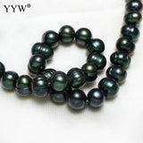 Dark Green 10-11mm Loose Beads Freshwater Pearl 15 Inch for Jewelry DIY