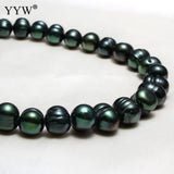 Dark Green 10-11mm Loose Beads Freshwater Pearl 15 Inch for Jewelry DIY
