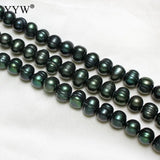 Dark Green 10-11mm Loose Beads Freshwater Pearl 15 Inch for Jewelry DIY