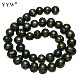 Dark Green 10-11mm Loose Beads Freshwater Pearl 15 Inch for Jewelry DIY