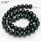 Dark Green 10-11mm Loose Beads Freshwater Pearl 15 Inch for Jewelry DIY