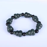 Dark Green Hetian Jade Gourd Bracelet with Beads