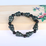 Dark Green Hetian Jade Gourd Bracelet with Beads