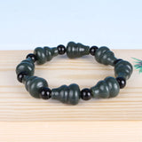 Dark Green Hetian Jade Gourd Bracelet with Beads