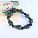 Dark Green Hetian Jade Gourd Bracelet with Beads