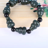 Dark Green Hetian Jade Gourd Bracelet with Beads