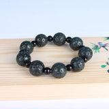 Dark Green Hetian Jade Bracelet Carved Walnut Beads Nephrite Qing Jades