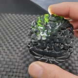 Dark Green Jade Double-sided Longevity Pendant
