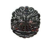 Dark Green Jade Double-sided Longevity Pendant