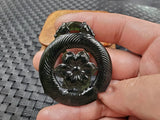 Dark Green Jade Magnolia Pendants for Men and Women - Flowers and Rich