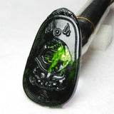 Dark Green Jade Animal Face Pendant, National Style, Men's and Women's