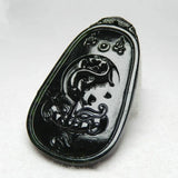 Dark Green Jade Animal Face Pendant, National Style, Men's and Women's