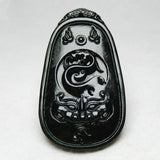 Dark Green Jade Animal Face Pendant, National Style, Men's and Women's
