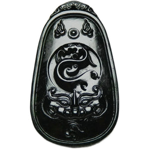 Dark Green Jade Animal Face Pendant, National Style, Men's and Women's