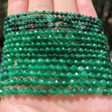 Green Jade Faceted Small Stone Beads Bracelet 2/3/4mm