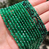 Green Jade Faceted Small Stone Beads Bracelet 2/3/4mm