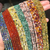 Green Jade Faceted Small Stone Beads Bracelet 2/3/4mm