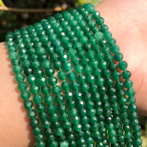 Green Jade Faceted Small Stone Beads Bracelet 2/3/4mm