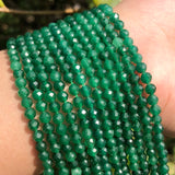 Green Jade Faceted Small Stone Beads Bracelet 2/3/4mm