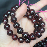 Natural Dark Red Garnet 12-15mm Round Bracelet
