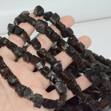 Dark Smoky Tourmaline Rough Nuggets 7x9mm Strand