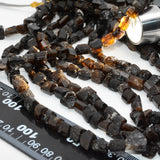 Dark Smoky Tourmaline Rough Nuggets 7x9mm Strand