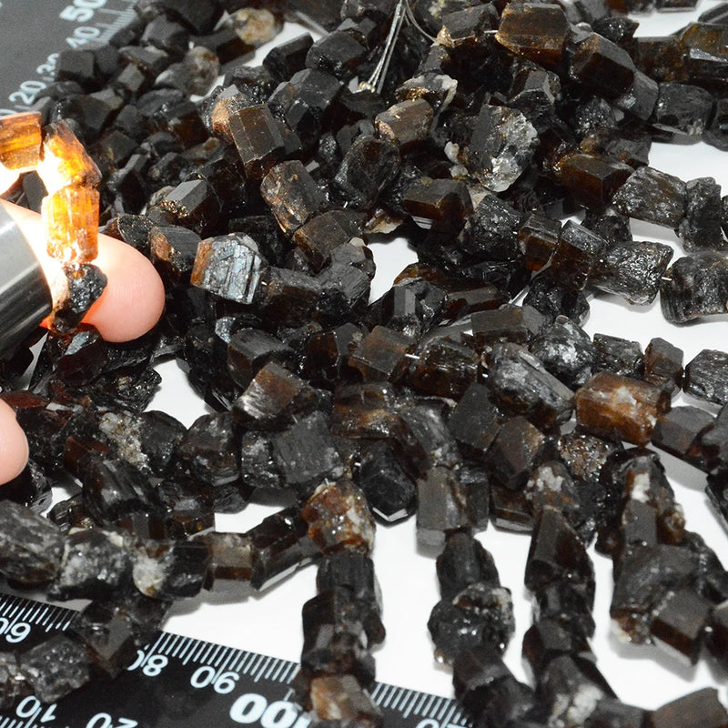 Dark Smoky Tourmaline Rough Nuggets 7x9mm Strand