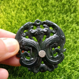 DarkGreen Jade PhoenixDance Shuangfeng Magic Pestle Pendant