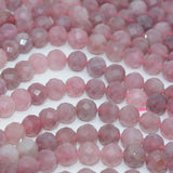 Dark Madagascar Rose Quartz Faceted Round Beads 8.2mm