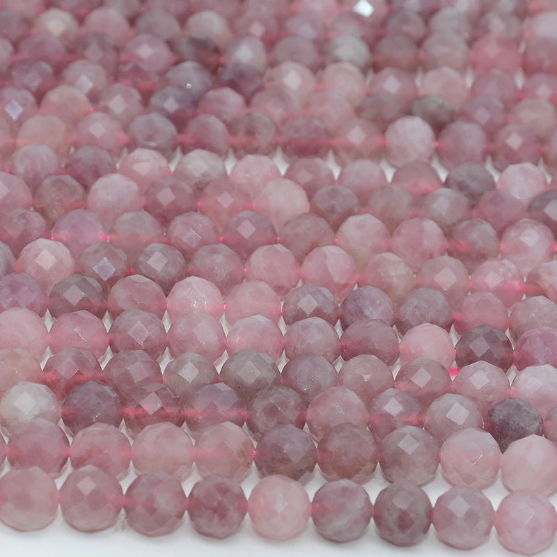 Dark Madagascar Rose Quartz Faceted Round Beads 8.2mm