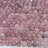 Dark Madagascar Rose Quartz Faceted Round Beads 8.2mm
