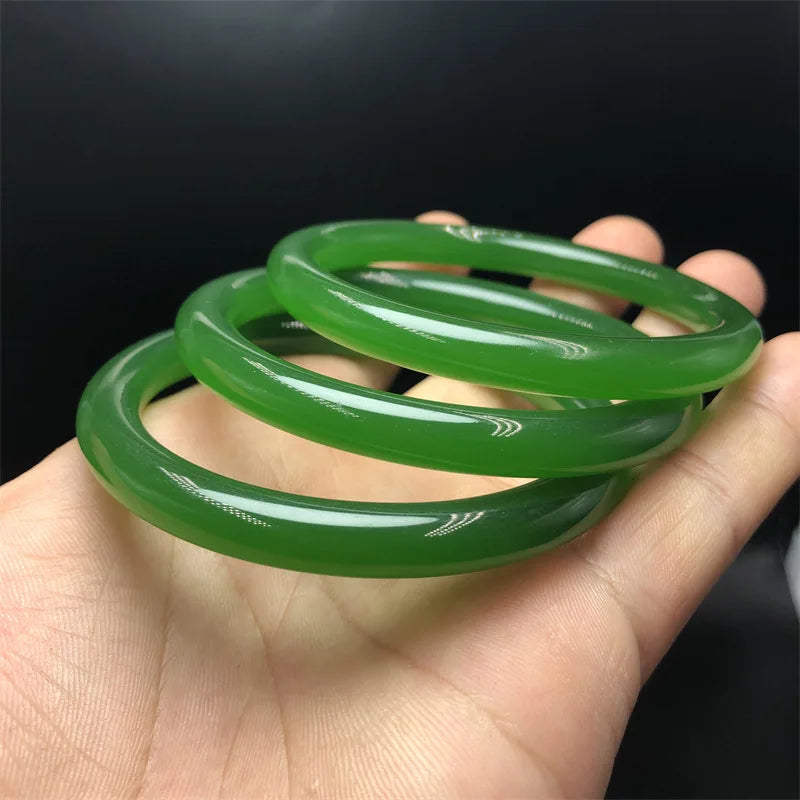 Deep Lake Water Green Jade Bar Bracelet