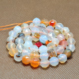Dendritic Agate Diamond Faceted Round Beads Gemstone Bracelet